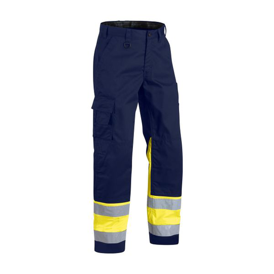 Blåkläder 156418118933C44 Huomiohousut ilman naulataskuja, laivastonsininen/huomiokeltainen Koko C44