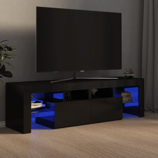 vidaXL TV-taso LED-valoilla korkeakiilto musta 140x36,5x40 cm