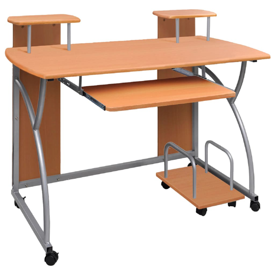 vidaXL Tietokonepöytä ruskea 110x52x88,5 cm tekninen puu