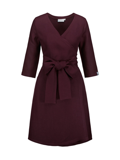 Pellava kietaisumekko, merlot