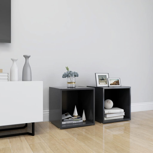 vidaXL TV-tasot 2 kpl harmaa 37x35x37 cm lastulevy