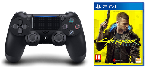 Sony Dualshock 4 Controller v2 - Black + Cyberpunk 2077