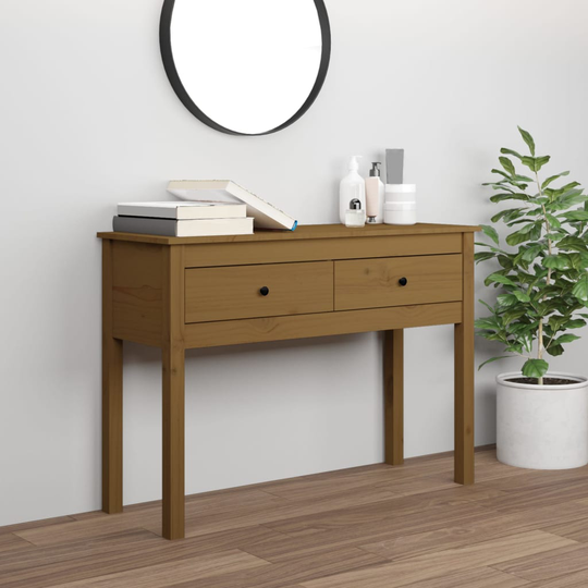 vidaXL Konsolipöytä hunajanruskea 100x35x75 cm täysi mänty