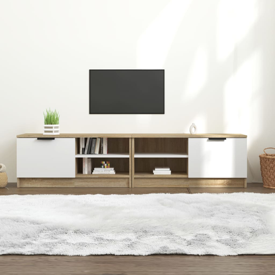 vidaXL TV-tasot 2 kpl valk. ja Sonoma-tammi 80x35x36,5 cm tekninen puu