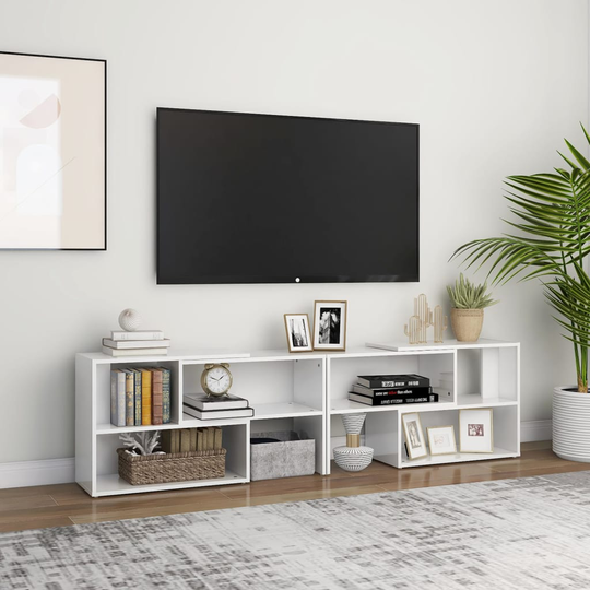 vidaXL TV-taso korkeakiilto valkoinen 149x30x52 cm lastulevy