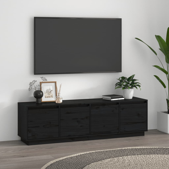 vidaXL TV-taso musta 156x37x45 cm täysi mänty