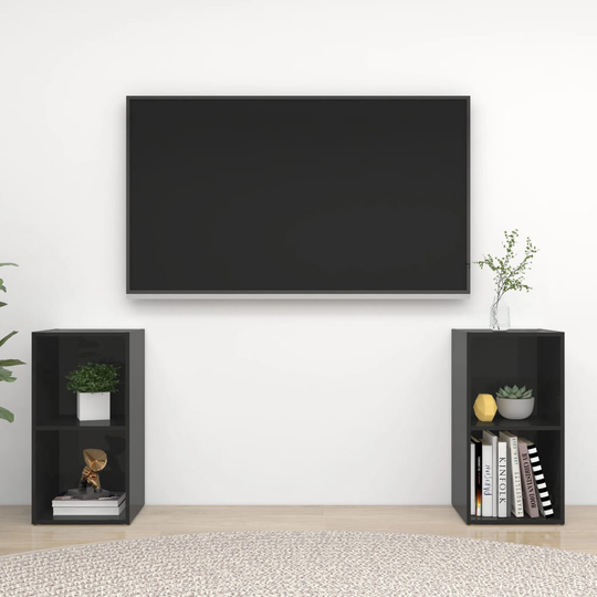 vidaXL TV-tasot 2 kpl korkeakiilto musta 72x35x36,5 cm lastulevy
