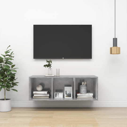 vidaXL Seinäkiinnitettävä TV-taso betoninharmaa 37x37x107 cm lastulevy