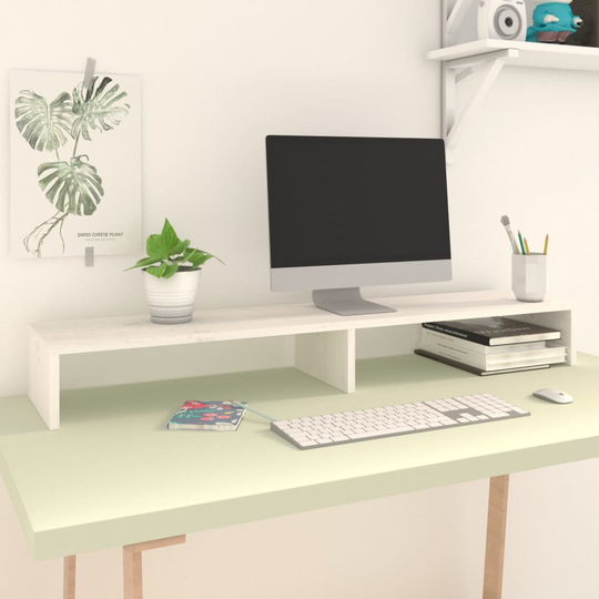 vidaXL Näyttöteline korkeakiilto valkoinen 110x23,5x12 cm tekninen puu