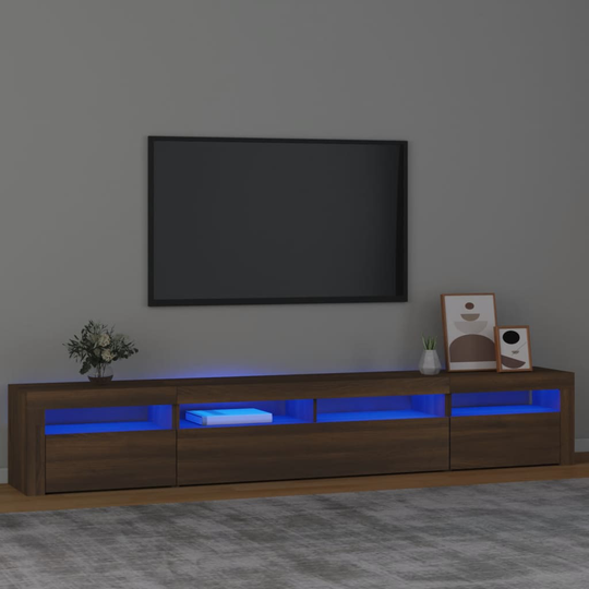 vidaXL TV-taso LED-valoilla ruskea tammi 240x35x40 cm