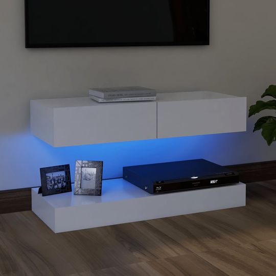 vidaXL TV-taso LED-valoilla valkoinen 90x35 cm