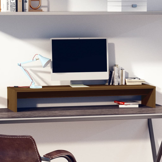 vidaXL Näyttöteline hunajanruskea 100x27x15 cm täysi mänty