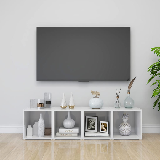 vidaXL TV-tasot 4 kpl korkeakiilto valkoinen 37x35x37 cm lastulevy