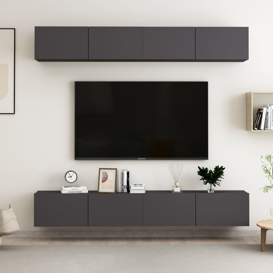 vidaXL TV-tasot 4 kpl harmaa 100x30x30 cm lastulevy