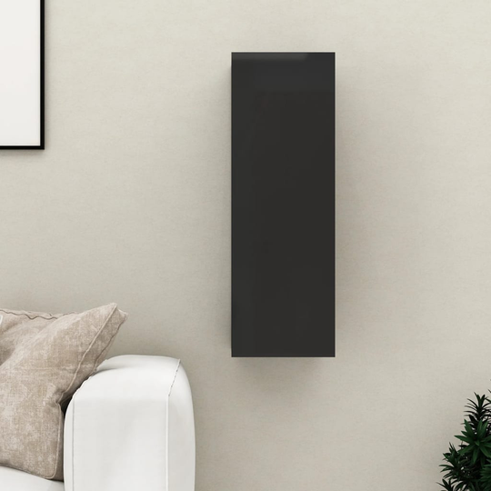 vidaXL TV-taso korkeakiilto musta 30,5x30x90 cm lastulevy