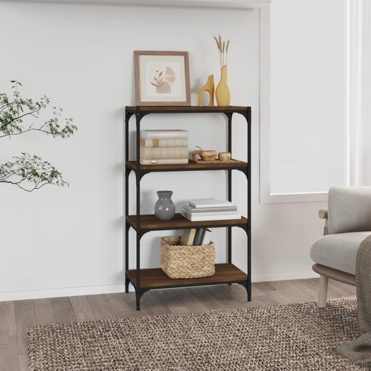 vidaXL Kirjahylly ruskea tammi 60x33x100 cm tekninen puu ja teräs