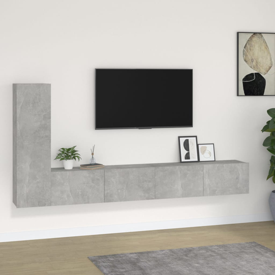 vidaXL 3-osainen TV-kaappisarja betoninharmaa tekninen puu