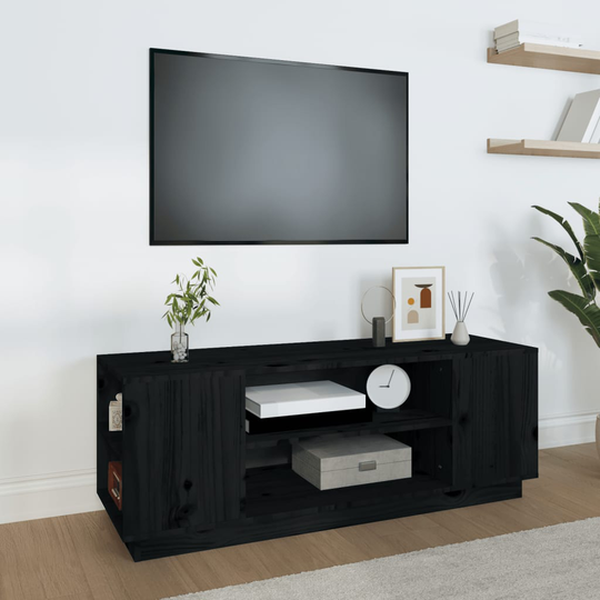 vidaXL TV-taso musta 110x35x40,5 cm täysi mänty