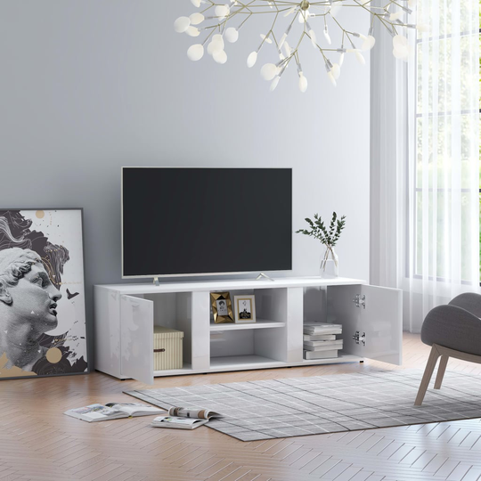 vidaXL TV-taso korkeakiilto valkoinen 120x34x37 cm lastulevy