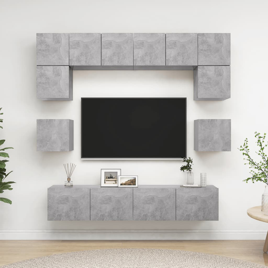 vidaXL 8-osainen TV-kaappisarja betoninharmaa lastulevy
