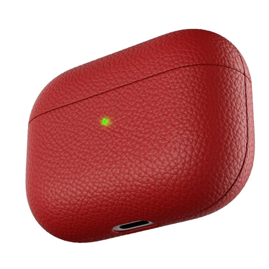 KeyBudz - PodSkinz Artisan Series Leather Case - Handcrafted Leather Case for your Airpods Pro (Color: Red)
