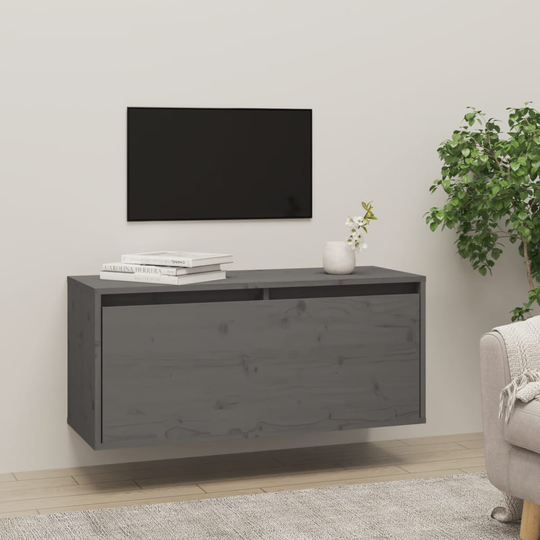 vidaXL Seinäkaappi harmaa 80x30x35 cm täysi mänty