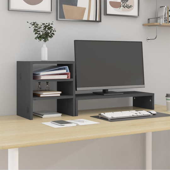vidaXL Näyttökoroke harmaa 81x20x30 cm täysi mänty