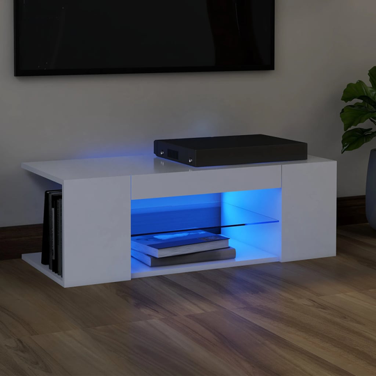 vidaXL TV-taso LED-valoilla valkoinen 90x39x30 cm