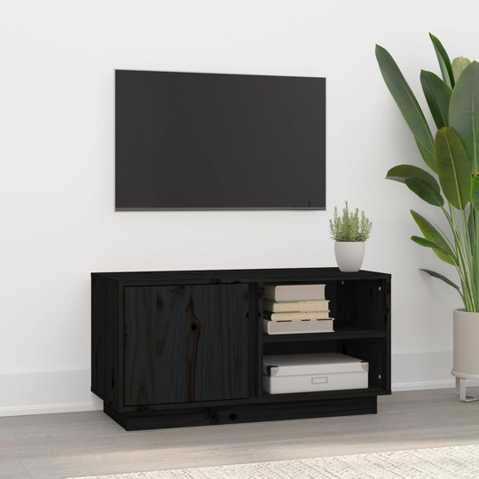 vidaXL TV-taso musta 80x35x40,5 cm täysi mänty