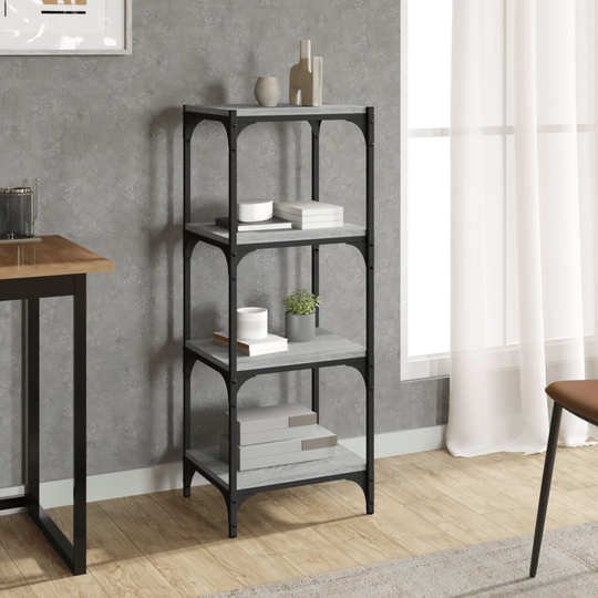vidaXL Kirjahylly harmaa Sonoma 40x33x100 cm tekninen puu ja teräs