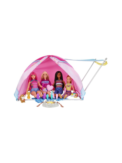 Barbie camping tent + 2 dolls