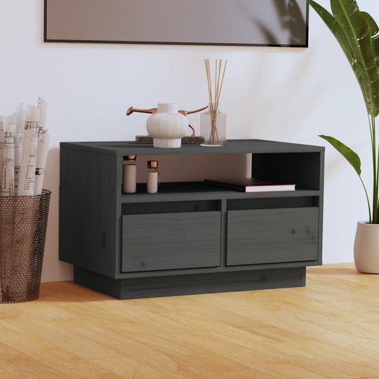 vidaXL TV-taso harmaa 60x35x37 cm täysi mänty