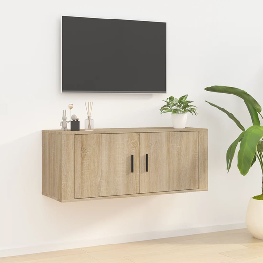 vidaXL Seinäkiinnitettävä TV-taso Sonoma-tammi 100x34,5x40 cm