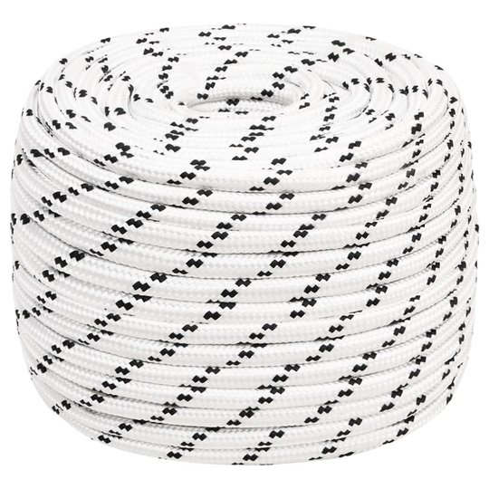 vidaXL Punottu veneköysi valkoinen 12 mm x 100 m polyesteri