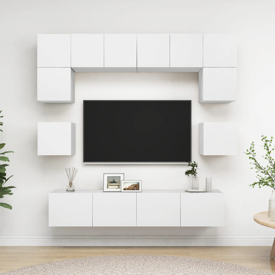 vidaXL 8-osainen TV-kaappisarja valkoinen lastulevy