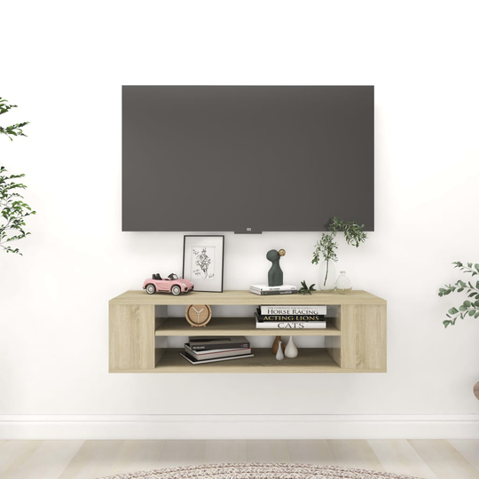vidaXL Seinäkiinnitettävä TV-taso Sonoma-tammi 100x30x26,5 cm levy