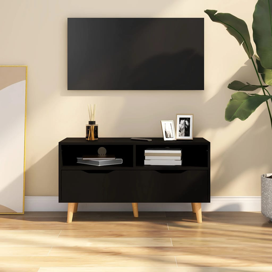 vidaXL TV-taso musta 90x40x48,5 cm lastulevy