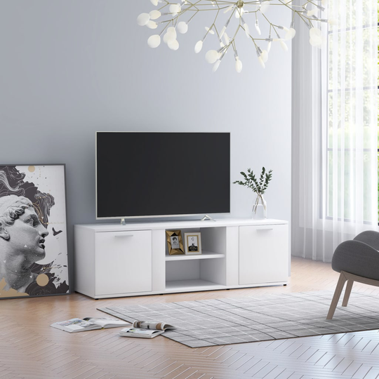 vidaXL TV-taso valkoinen 120x34x37 cm lastulevy