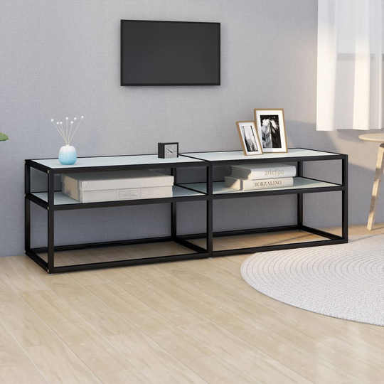 vidaXL TV-taso valkoinen marmori 140x40x40,5 cm karkaistu lasi