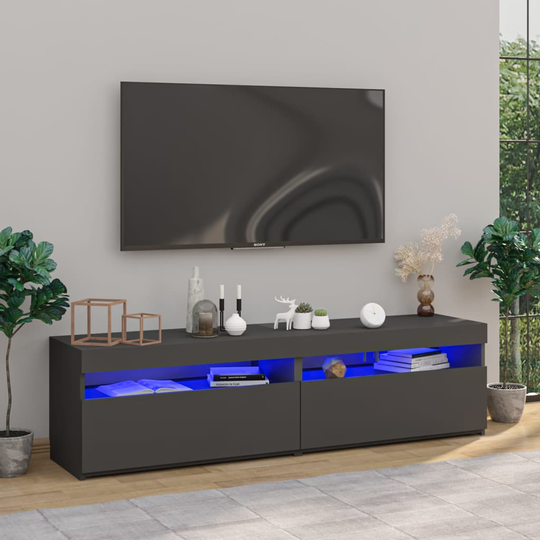 vidaXL TV-tasot 2 kpl LED-valoilla harmaa 75x35x40 cm