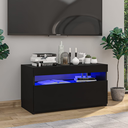 vidaXL TV-taso LED-valoilla korkeakiilto musta 75x35x40 cm