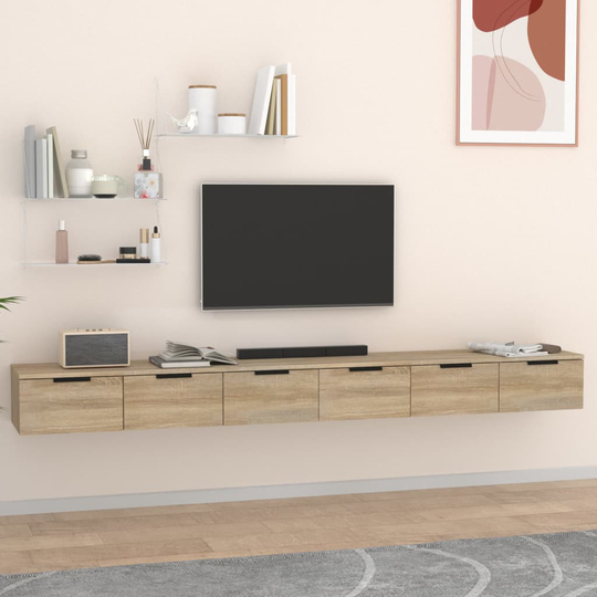 vidaXL Seinäkaapit 2 kpl Sonoma-tammi 102x30x20 cm tekninen puu