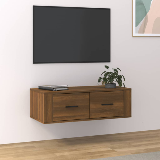 vidaXL Seinäkiinnitettävä TV-taso rusk. tammi 80x36x25 cm tekninen puu