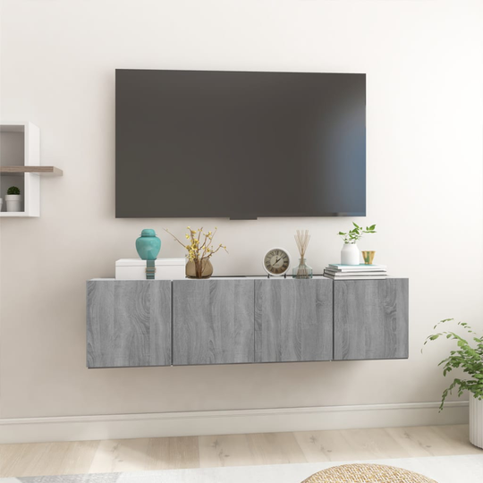 vidaXL Riippuva TV-kaappi harmaa Sonoma 2 kpl 60x30x30 cm tekninen puu