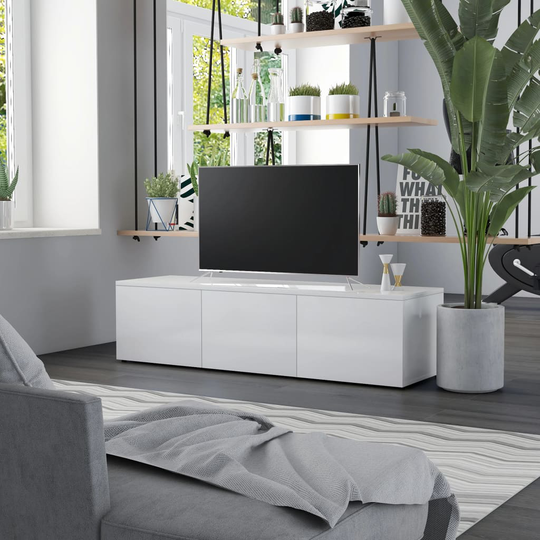 vidaXL TV-taso korkeakiilto valkoinen 120x34x30 cm lastulevy
