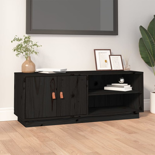 vidaXL TV-taso musta 105x34x40 cm täysi mänty