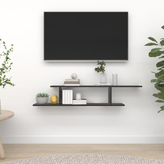 vidaXL Seinäkiinnitettävä TV-hylly musta 125x18x23 cm lastulevy