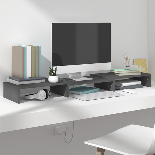 vidaXL Näyttöteline harmaa 80x24x10,5 cm täysi mänty