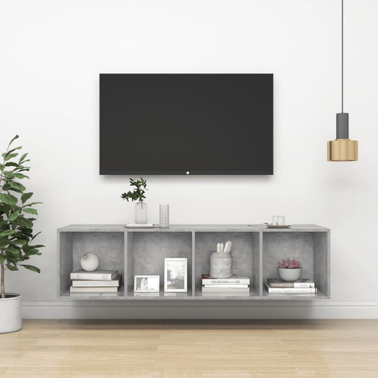 vidaXL Seinäkiinnitettävä TV-taso betoninharmaa 37x37x142,5 cm levy