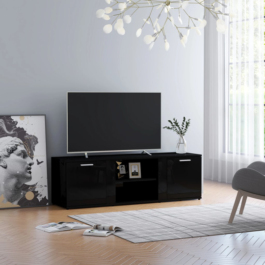 vidaXL TV-taso korkeakiilto musta 120x34x37 cm lastulevy